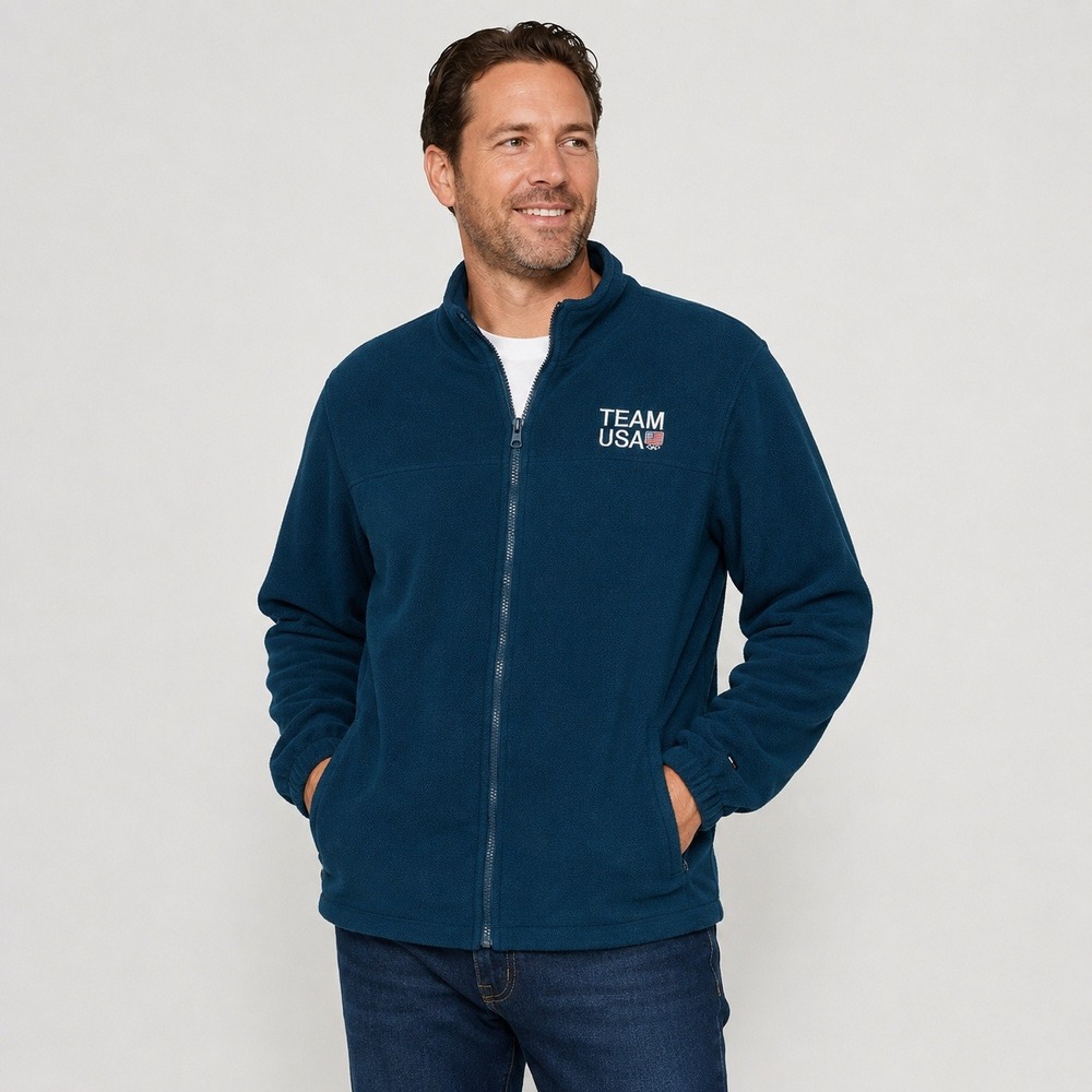 Team USA Olympic Fleece Jacket Blue XL Full Zip Embroidered Logo